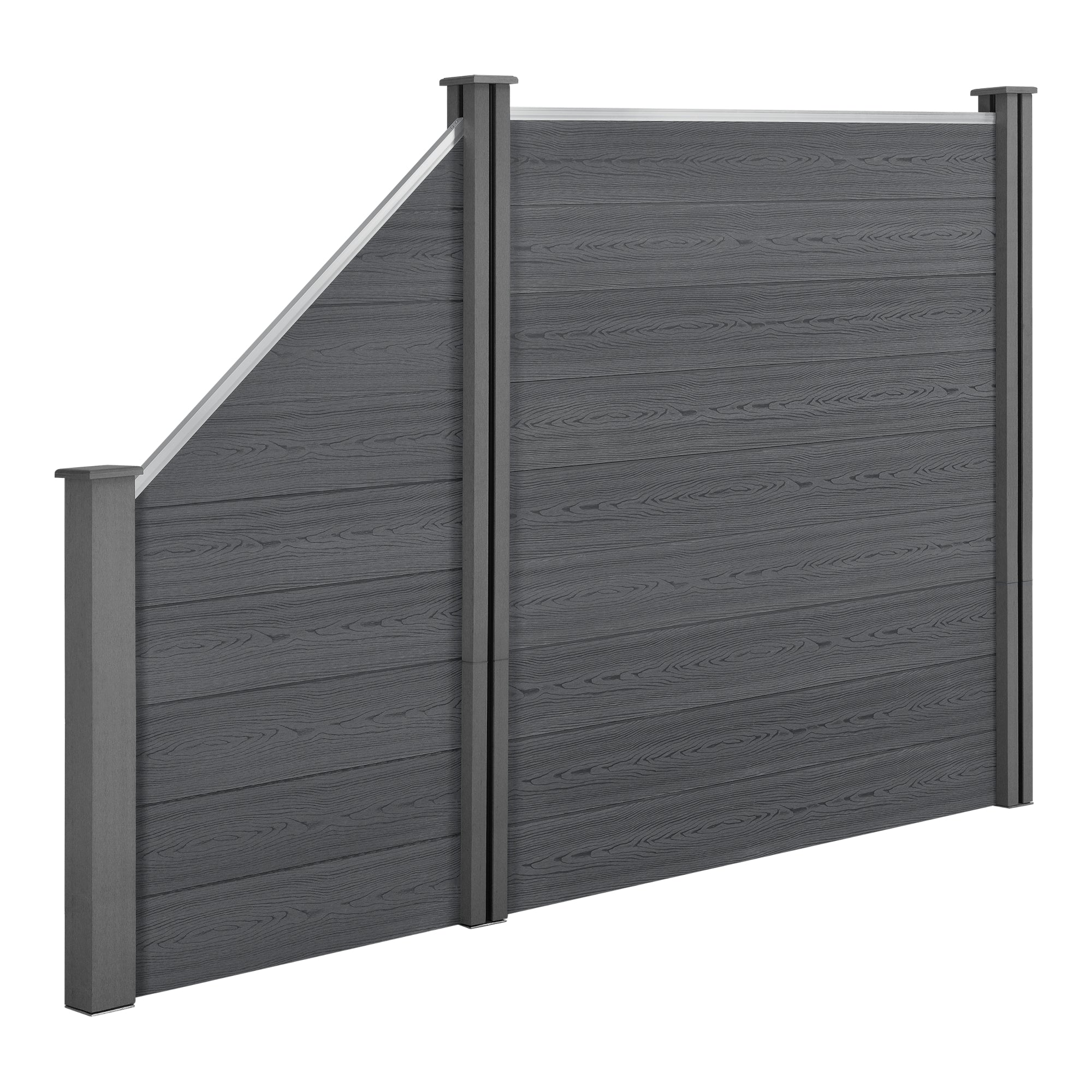 Recinzione in WPC per Giardino Staccionata da Elementi Inclinato e Rettangolare 183x277 cm Grigio NEU.HOLZ