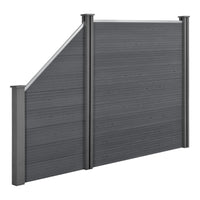 Recinzione in WPC per Giardino Staccionata da Elementi Inclinato e Rettangolare 183x277 cm Grigio NEU.HOLZ