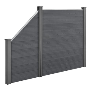 Recinzione in WPC per Giardino Staccionata da Elementi Inclinato e Rettangolare 183x277 cm Grigio NEU.HOLZ