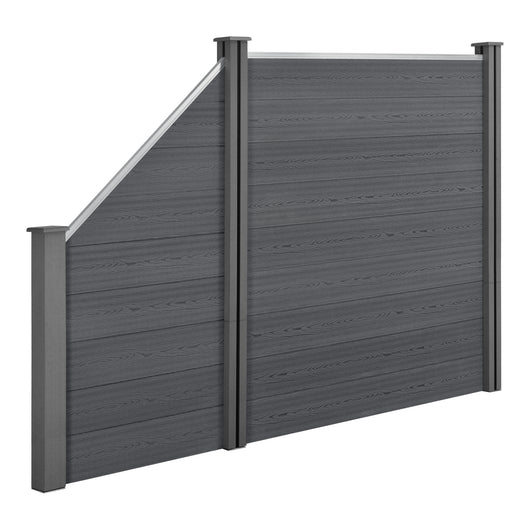 Recinzione in WPC per Giardino Staccionata da Elementi Inclinato e Rettangolare 183x277 cm Grigio NEU.HOLZ