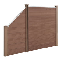 Recinzione in WPC per Giardino Staccionata da Elementi Inclinato e Rettangolare 183x277 cm Marrone NEU.HOLZ