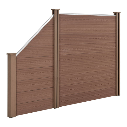 Recinzione in WPC per Giardino Staccionata da Elementi Inclinato e Rettangolare 183x277 cm Marrone NEU.HOLZ