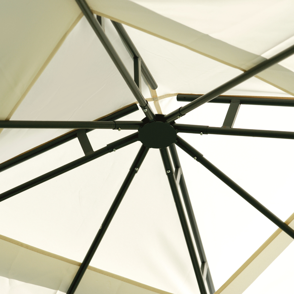Gazebo da giardino fisso 3x3 mt quadrato con telo ecrù 180gr e struttura in ferro Tomaino GAZ365 