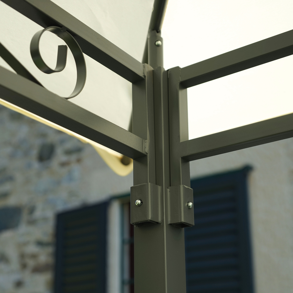 Gazebo da giardino fisso 3x3 mt quadrato con telo ecrù 180gr e struttura in ferro Tomaino GAZ365 