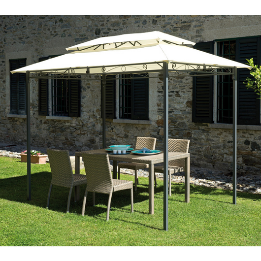 Gazebo fisso rettangolare 3x2 mt telo ecrù 180gr, struttura in ferro Tomaino GAZ 363