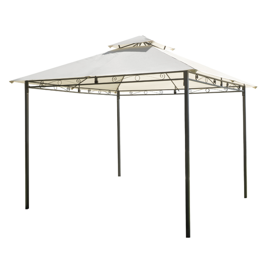 Gazebo da giardino fisso 3x3 mt quadrato con telo ecrù 180gr e struttura in ferro Tomaino GAZ365 