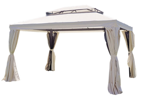 Gazebo in alluminio con tende laterali, 3x4 mt, ecru' 350gr Nebraska
