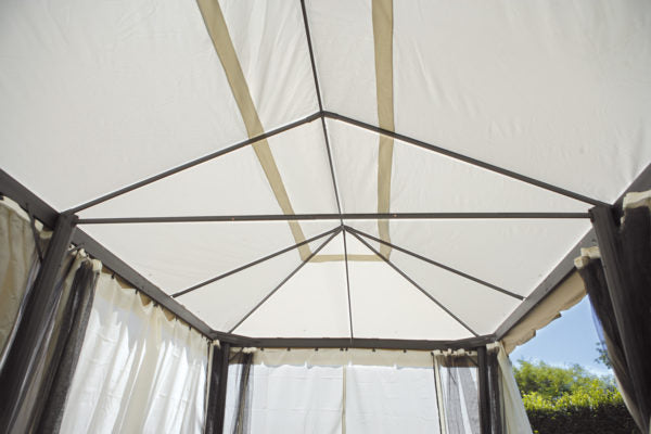 Gazebo in alluminio con tende laterali, 3x6 mt, ecru' 350gr Nebraska