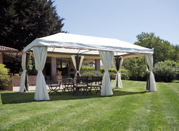 Gazebo in alluminio con tende laterali, 3x6 mt, ecru' 350gr Nebraska