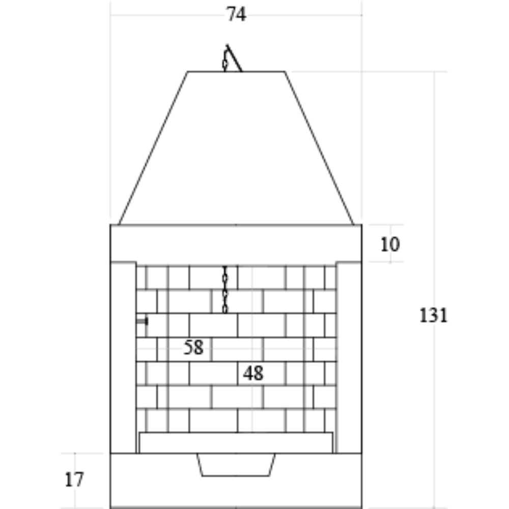 Camino legna prefabbricato refrattario focolare aperto m80 ref riscaldamento