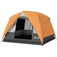 Tenda da Campeggio per 3 Persone Impermeabile con Tasca, Gancio per Lanterna e Borsa, 2x2x1.35m, Arancione