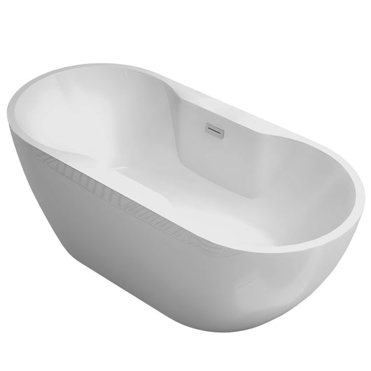 Vasca da bagno free standing forma ovale acrilico bianco lucido 170 cm *** misure 170x80x60 cm, confezione 1