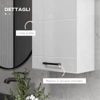 kleankin Mobiletto Bagno in MDF a Muro con 3 Ripiani e Ripiano Superiore Regolabile, 37x22.5x70 cm, Bianco