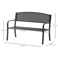 Panchina da Esterno Panca da Giardino Max 240kg Metallo 127 × 60 × 85cm Nero
