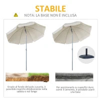 Ombrellone da Esterno 2x2.3 m Portatile con Tettuccio Inclinabile, in Metallo e Poliestere, Crema
