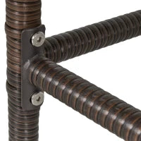 Set 5 Pezzi Tavolino con 4 Sedie da Giardino Alte in Rattan Sintetico con Secchiello per Ghiaccio, Marrone