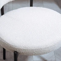 Set da 2 Sedie da Pranzo, Imbottitura in Fleece, Sedie con Sedile Imbottito, Gambe in Metallo, Bianco Crema