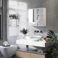 kleankin Armadietto Specchiera Bagno 2 Ante con Ripiani Aperti e Mensole Regolabili, 60x20x61cm, Bianco