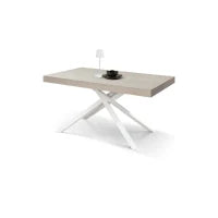 PAZZO DESIGN Tavolo Allungabile con Gambe Incrociate, Made in Italy, 160 x 90 x 74 cm, Olmo Perla con Gamba Bianca