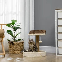 Tiragraffi per Gatti da 5kg max con Lettino e Pallina da Gioco, in Truciolato, Peluche e Corda di Juta, 41x41x44 cm