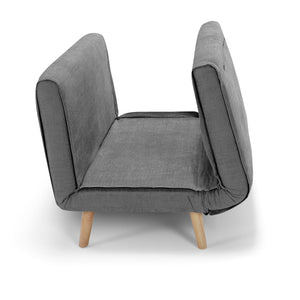 Divano pronto letto modello GENOVA, 2 cuscini, massima imbottitura, piedi di legno, design adatto per ambienti classici e moderni, colore Grigio