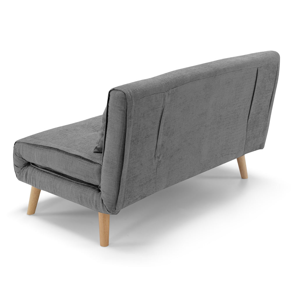 Divano pronto letto modello GENOVA, 2 cuscini, massima imbottitura, piedi di legno, design adatto per ambienti classici e moderni, colore Grigio