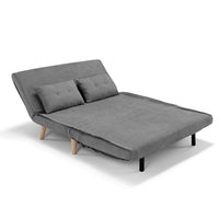 Divano pronto letto modello GENOVA, 2 cuscini, massima imbottitura, piedi di legno, design adatto per ambienti classici e moderni, colore Grigio