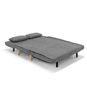 Divano pronto letto modello GENOVA, 2 cuscini, massima imbottitura, piedi di legno, design adatto per ambienti classici e moderni, colore Grigio