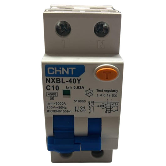 Chint 519860 nxbl40y c10 1p+n 6a 30ma 4,5ka interruttore magnetotermico