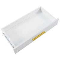 Tavolo Consolle con 2 Cassetti, Maniglie Dorate e Gambe Regolabili, Design Elegante e Moderno, in MDF, 110 x 32 x 85 cm, Bianco