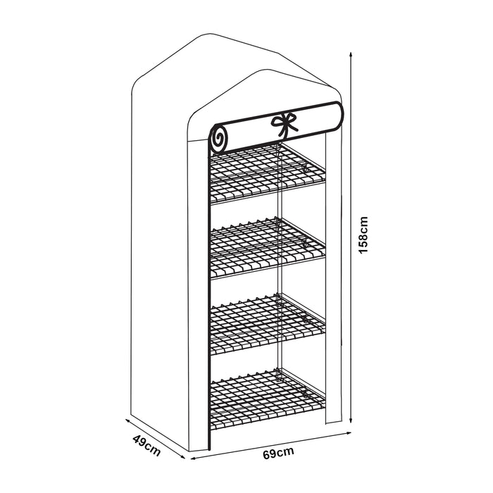 Serra da Giardino Chaam a 4 Piani a Rete 158 x 69 x 49 cm Bianco [en.casa]