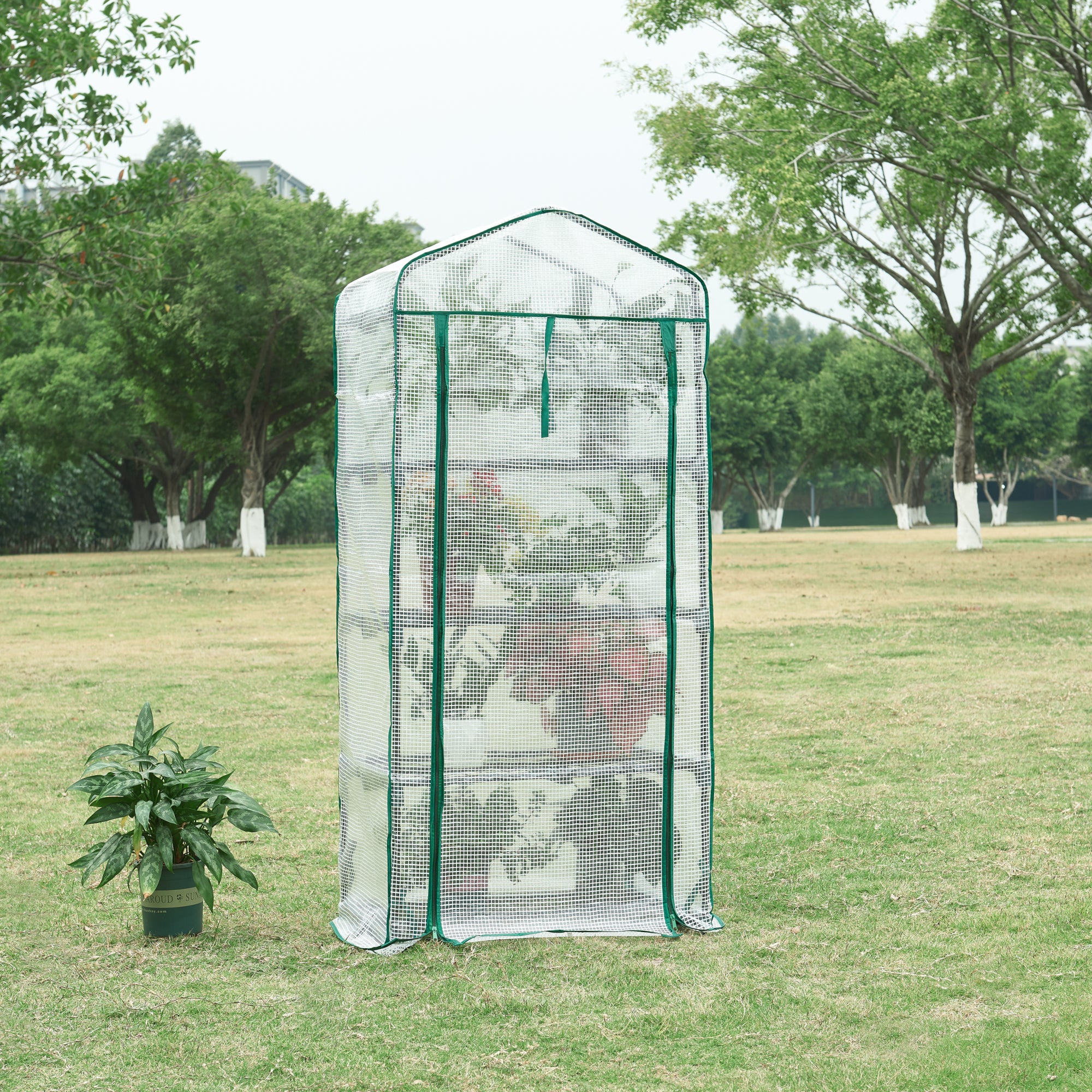 Serra da Giardino Chaam a 4 Piani a Rete 158 x 69 x 49 cm Bianco [en.casa]