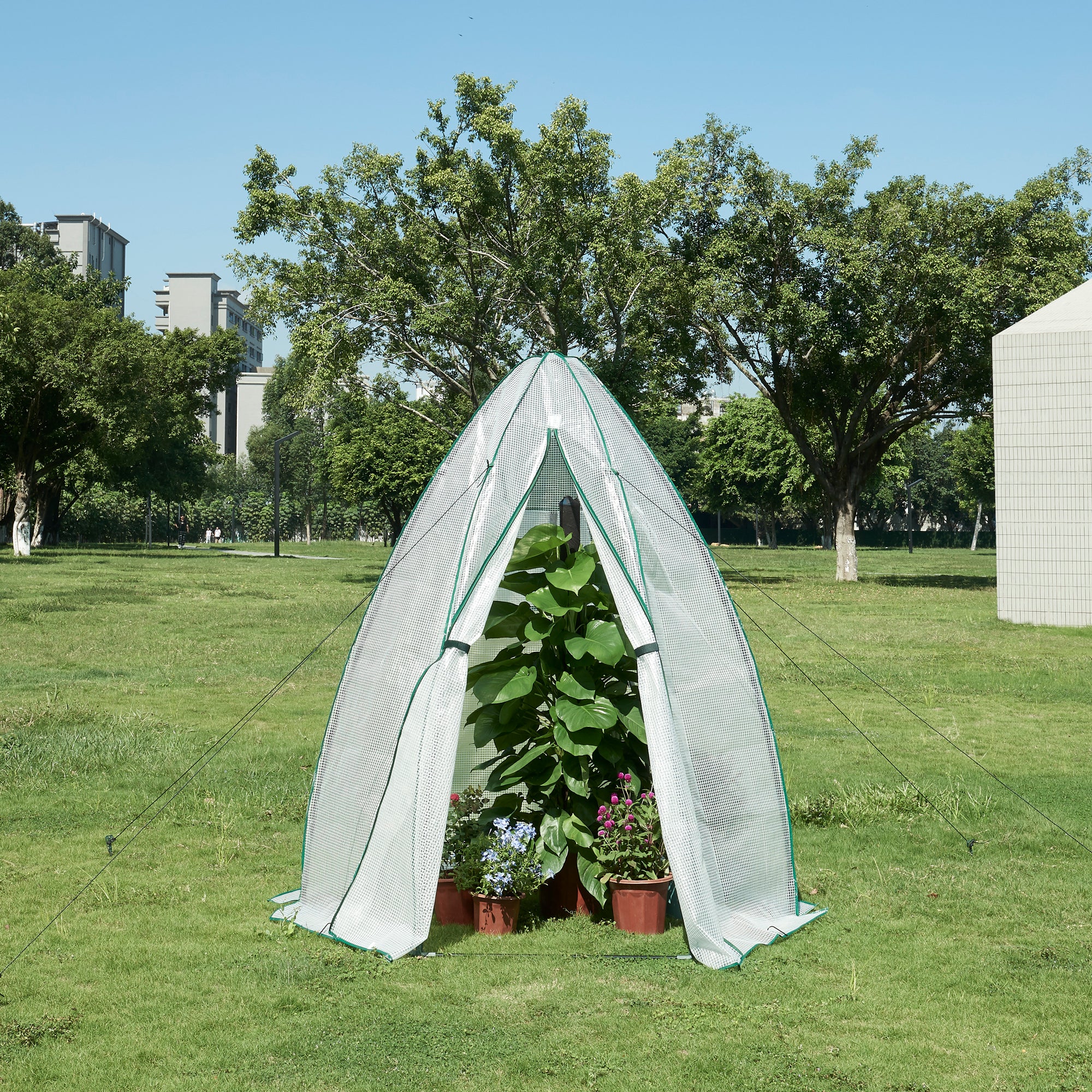 Serra da Giardino Hunze per Coltivazione Piante Copertura Semitrasparente Bianco Alto 183 cm [en.casa]