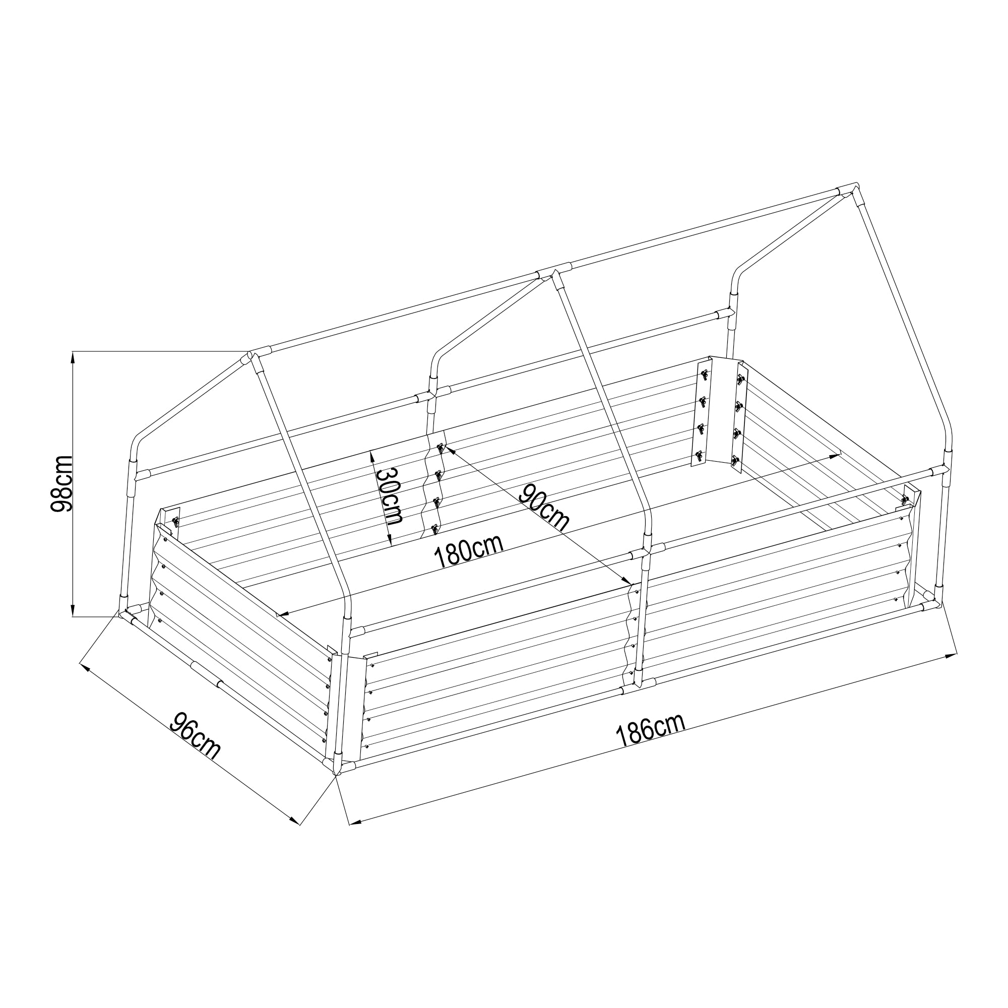 Aiuola Balsorano Rialzata con Copertura Mini Serra 186 x 96 x 98 cm - Trasparente [en.casa]