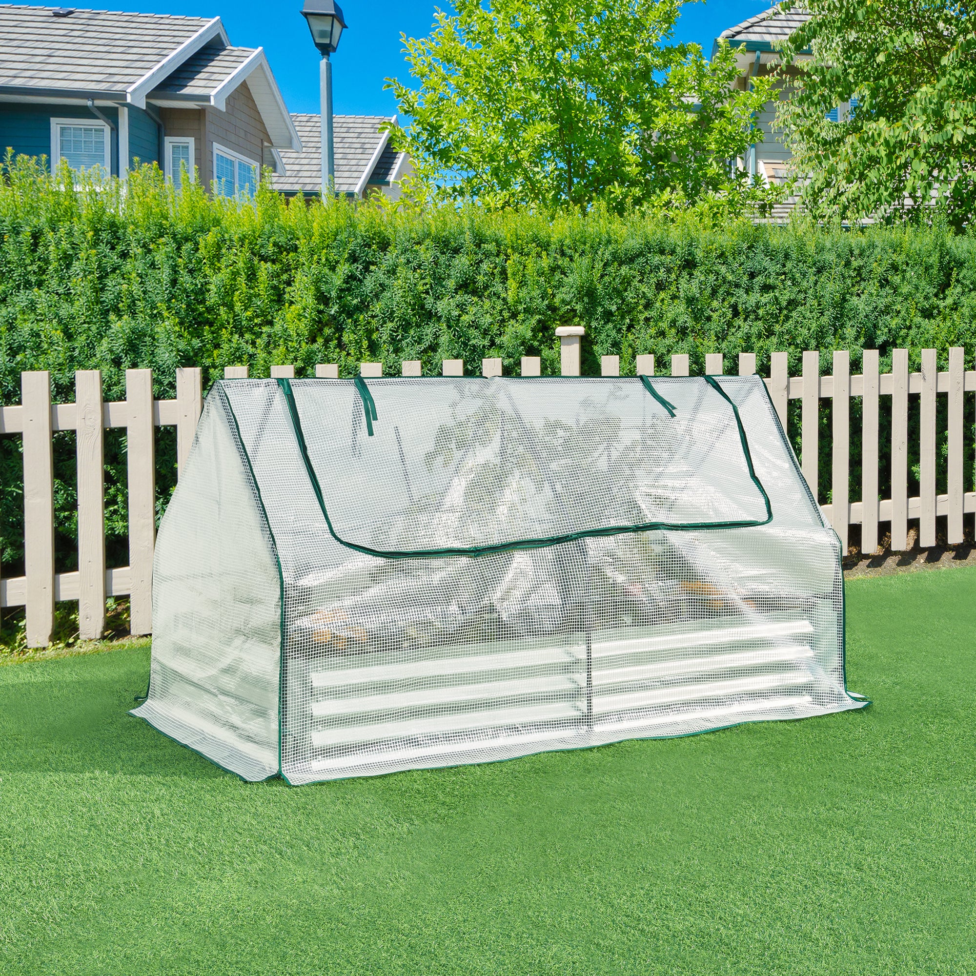 Aiuola Balsorano Rialzata con Copertura Mini Serra 186 x 96 x 98 cm - Bianco [en.casa]