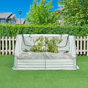 Aiuola Balsorano Rialzata con Copertura Mini Serra 186 x 96 x 98 cm - Bianco [en.casa]