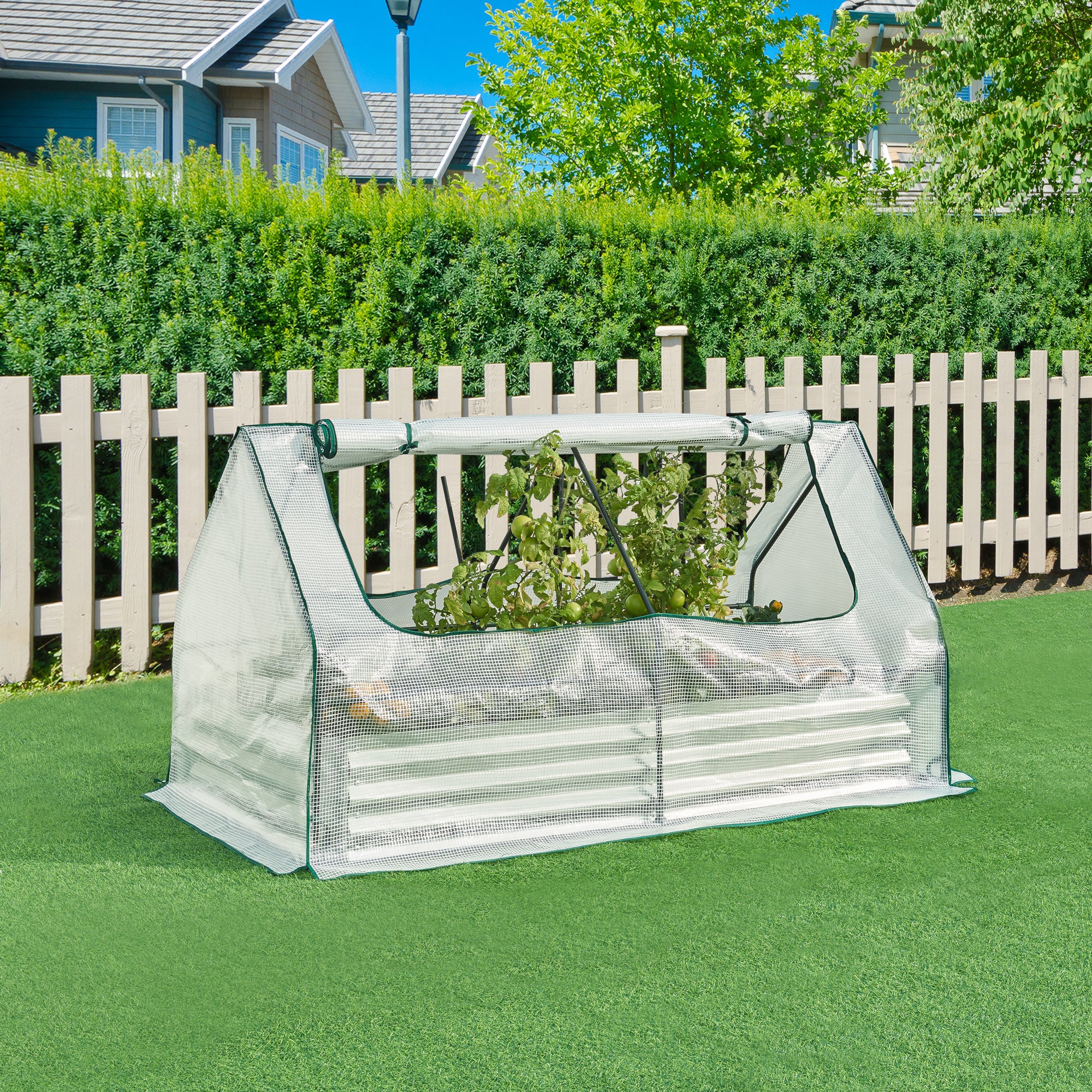 Aiuola Balsorano Rialzata con Copertura Mini Serra 186 x 96 x 98 cm - Bianco [en.casa]