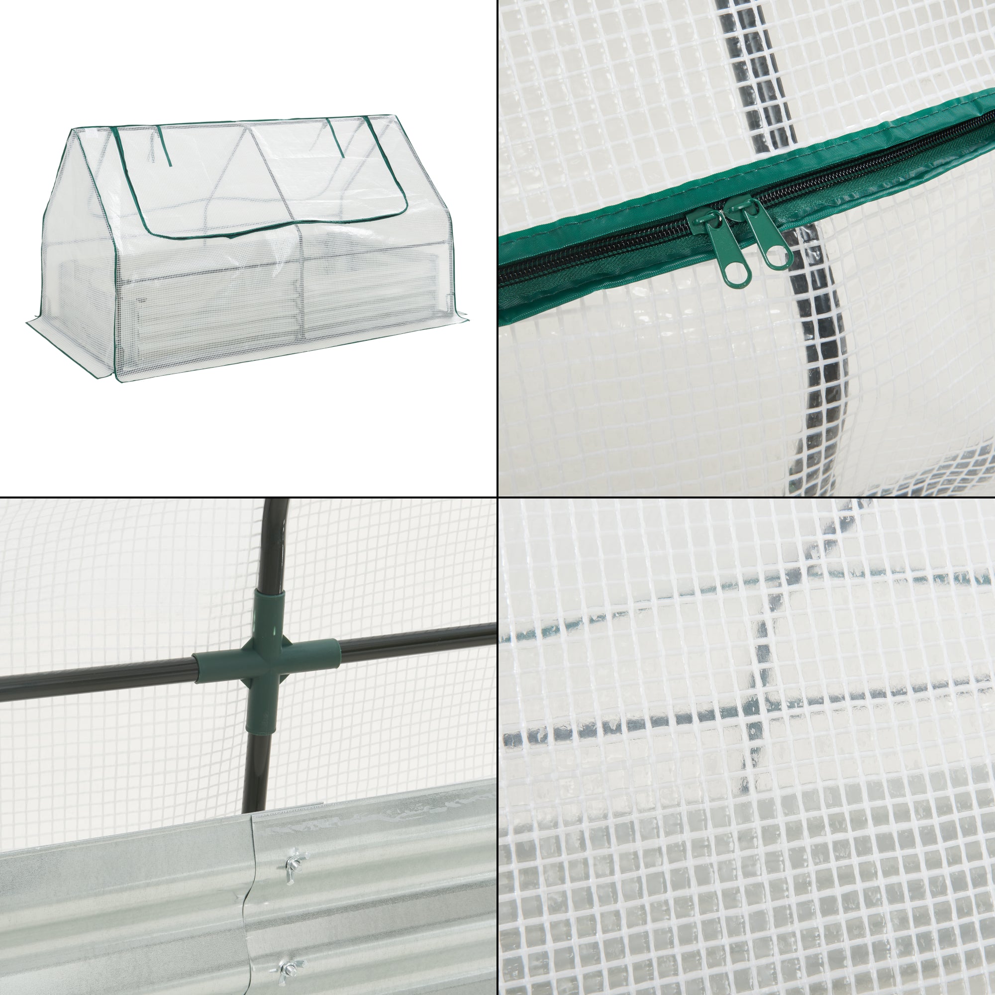 Aiuola Balsorano Rialzata con Copertura Mini Serra 186 x 96 x 98 cm - Bianco [en.casa]