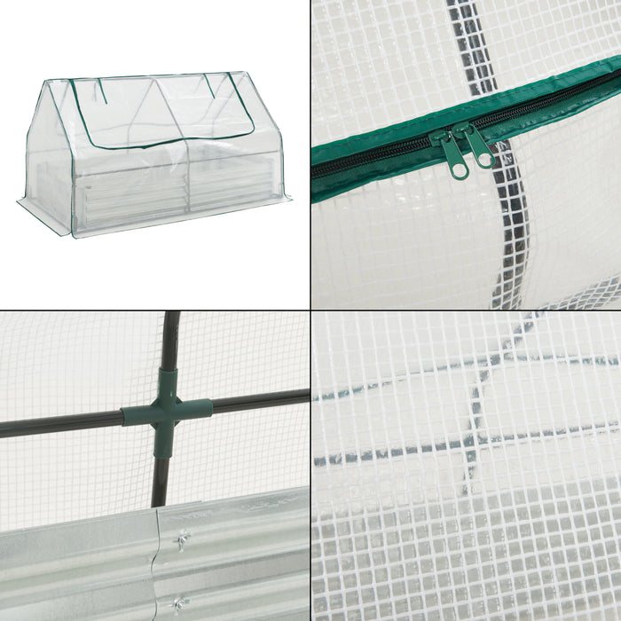 Aiuola Balsorano Rialzata con Copertura Mini Serra 186 x 96 x 98 cm - Bianco [en.casa]