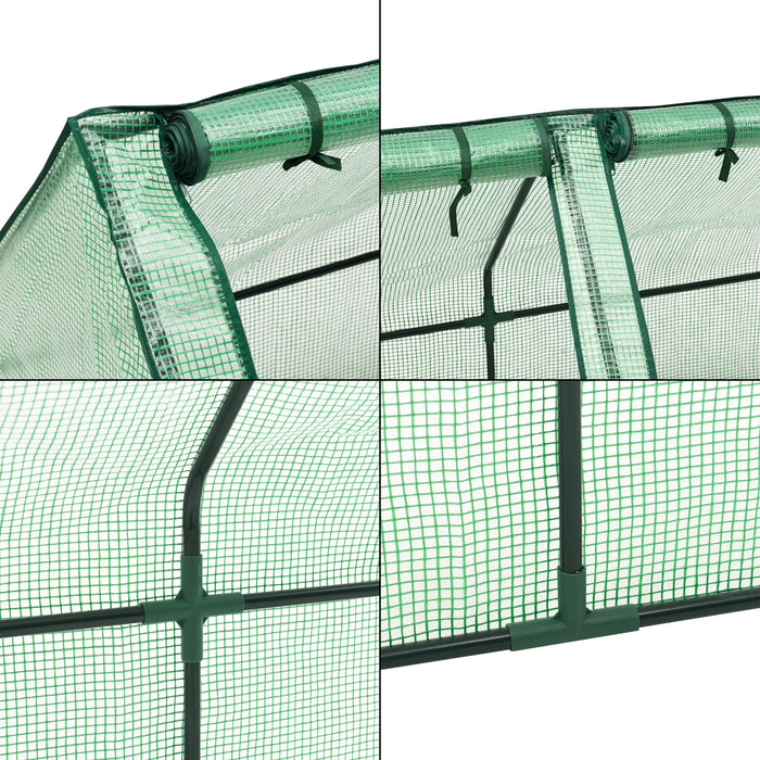 Mini Serra 'Höflein' da Balcone/Terrazza (LxPxA) 240 x 90 x 90 cm Copertura Reticolata Verde - Forma di Casetta