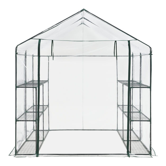 Serra da Giardino 'Grünau' con 6 Ripiani (LxPxA) 200 x 200 x 220 cm - Forma di Casetta [en.casa]