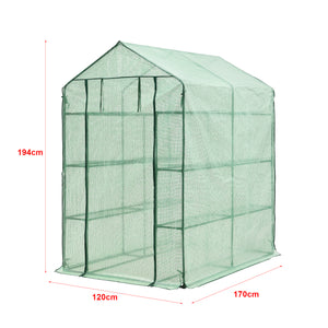 Serra da Giardino 'Vale' con 6 Ripiani (LxPxA): 120 x 170 x 194 cm - Forma di Casetta - Verde Reticolato [en.casa]