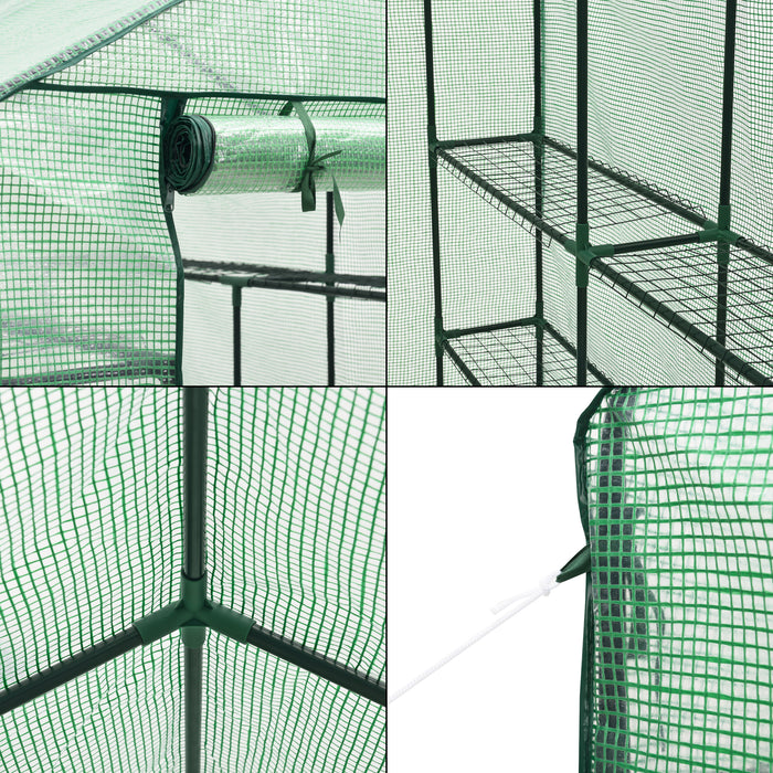 Serra da Giardino 'Vale' con 6 Ripiani (LxPxA): 120 x 170 x 194 cm - Forma di Casetta - Verde Reticolato [en.casa]