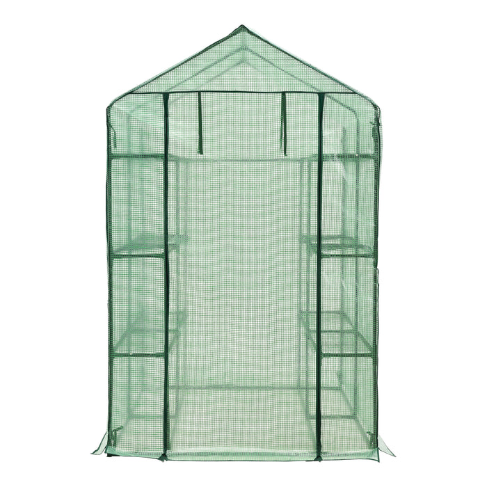 Serra da Giardino 'Vale' con 6 Ripiani (LxPxA): 120 x 170 x 194 cm - Forma di Casetta - Verde Reticolato [en.casa]