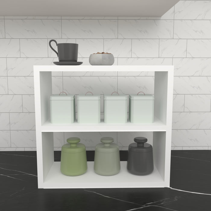 Scaffale Autoportante 'Hjo' Portaspezie a 2 Ripiani Organizzatore per Cucina, Bagno - Bianco [en.casa]