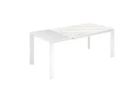 E-STYLO Tavolo allungabile con top in ceramica marmo bianco e base in metallo bianco, 90cm X 140 /190cm H. 76cm.