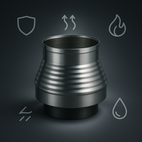 Aumento canna fumaria acciaio inox mono parete sp. 0,5 mm finitura ba lucida *** misura Ø 200/300 mm, confezione 1