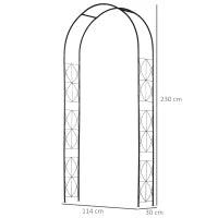 Arco per Rose e Supporto per Piante Rampicanti in Metallo, 114x30x230cm, Nero