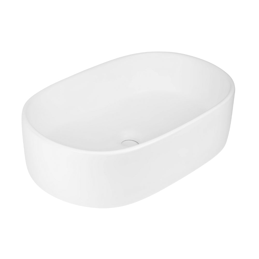 Lavabo da appoggio ceramica bianco ovale arredo bagno lavandino 56x35x14 cm *** finitura- opaco, confezione 1