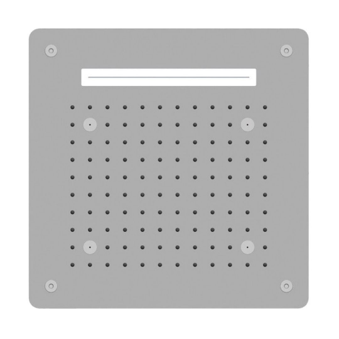 Soffione doccia led a soffitto installazione da incasso con cascata acciaio inox quadro